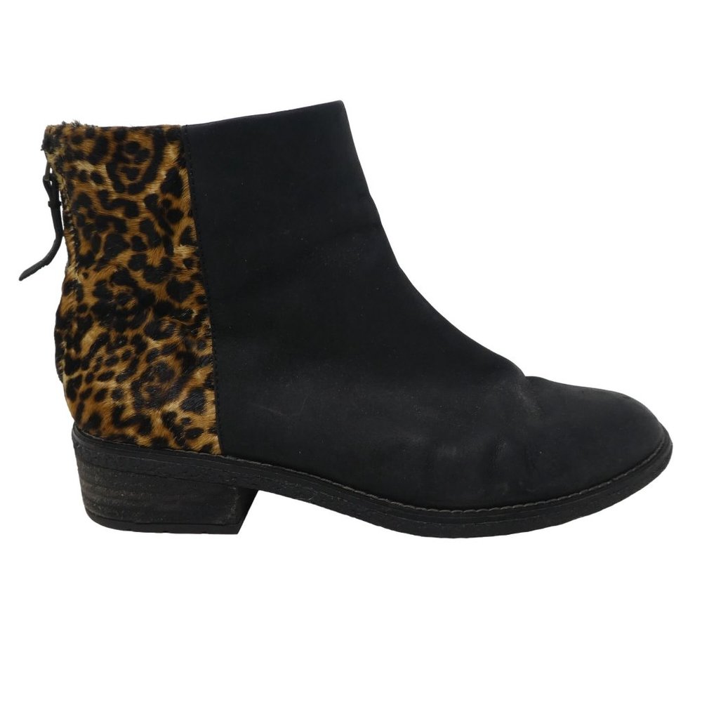 Sperry Maya Bell Black Leather Leopard Chelsea Ankle Boots Booties Womens 9
